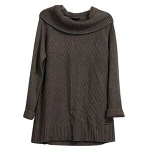 Tommy Hilfiger Women Light Gray Knit Cowl Neck Dolman Long Sleeve Sweater Size L